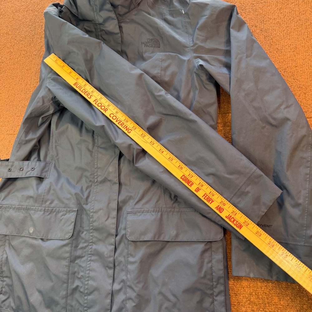 The North Face DryVent Rain Parka Jacket Womens Medium Navy Blue Hooded Coat - Picture 2 of 7